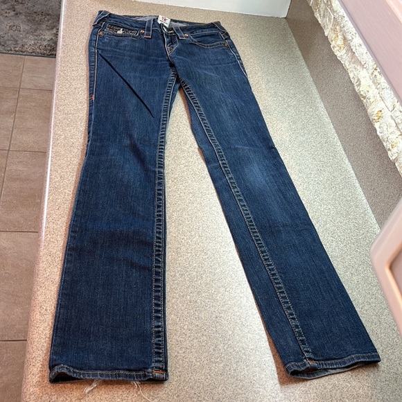👖True Religion Dark Blue Straight Leg Jean Women size 26 W/ Crystal Emblishment - Picture 11 of 16